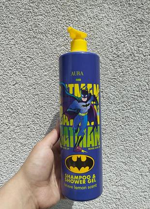 Дитячий шампунь-гель для душу aura batman brave lemon scent 1 л