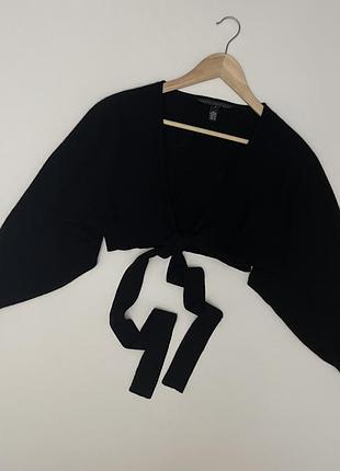 Robert rodriguez кардиган укороченный (болеро) женский 100% кашемир черного цвета с завязками, размер s