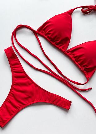 Купальник червоний трикутники зі стрингами