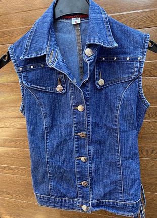 Синя джинсова жилетка xs-s