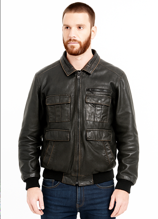 Распродажа. последний день. мужская кожаная куртка бомбер размер l на лето и осень