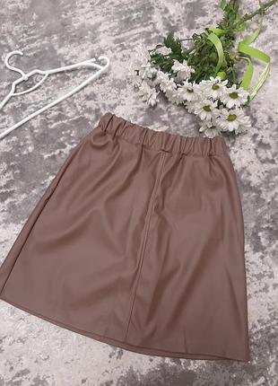 Юбка женская короткая кожаная на резинке