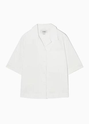 Біла сорочка на кнопках базова сорочка з коротким рукавом рубашка блуза cos