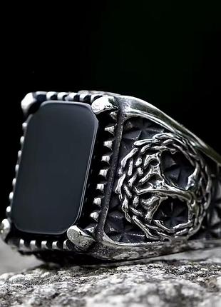 Кольцо с рунами викингов с цирконием из нержавеющей стали stainless steel 316l
