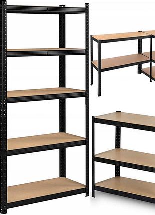 Стелаж металевий 180x90x30, 5 полиць, навантаження , 175кг - на полицю (чорний)