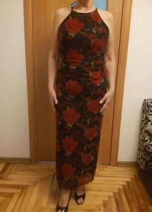 Шикарное цветное платье сарафан расшито бисером с красивой спинкой. размер 10-12