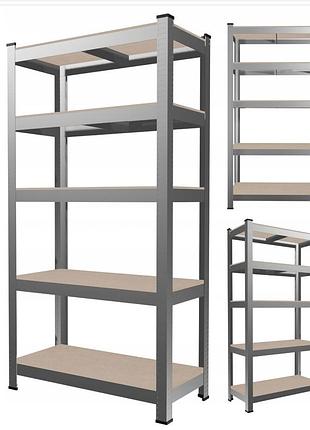 Стелаж металевий 220х90х40, 5 полиць, навантаження  175кг - на полицю (сірий)