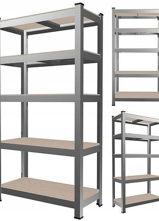 Стелаж металевий 150x70x30, 5 полиць, навантаження, 150кг - на полицю (сірий)
