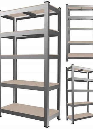 Стелаж металевий 180x90x30, 5 полиць, навантаження, 175кг - на полицю (сірий)
