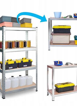 Стелаж металевий 150x70x30, 4 полиці, навантаження, 150кг - на полицю (сірий)