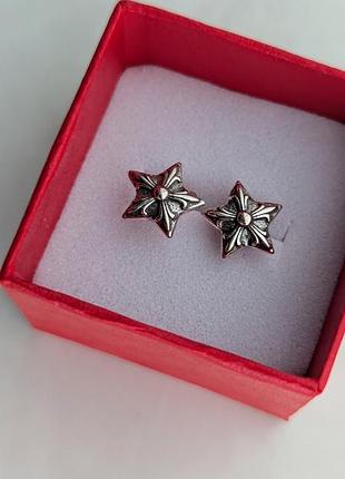 Сережки silver chrome hearts star