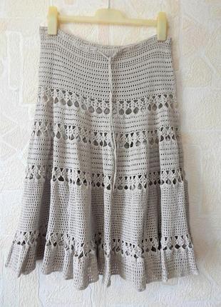 Ажурна бавовняна вязана крючком спідниця