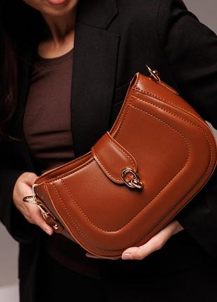 👜жіноча сумка-багет з двома ремінцями, сумочка, клатч, кросбоді👜 руда сумка