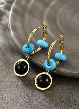 Серьги конго бирюза бижутерия