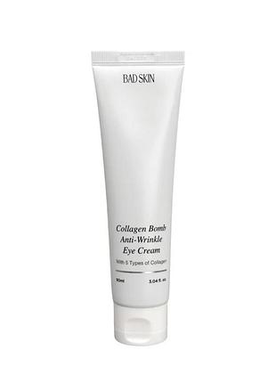 Крем проти зморшок навколо очей, шиї та зони декольте bad skin collagen bomb anti-wrinkle eye cream, 90 мл