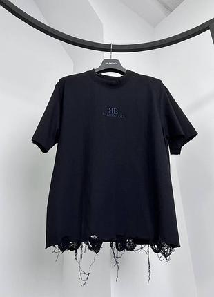 Преміальна брендова жіноча чорна футболка оверсайз