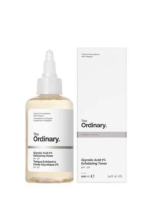 Відлущуючий тонер для обличчя з гліколевою кислотою the ordinary 100 ml% toning solution - 7% 100 ml
