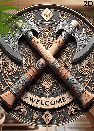 Viking ax welcome круглые деревянные настенные украшения для дома