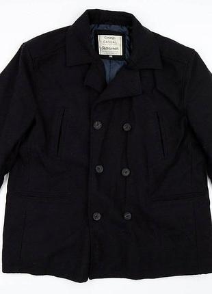 Мужское шерстяное черное пальто бушлат george 2xl