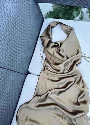 Шоколадна сукня zara з сатину
