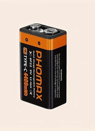 Аккумулятор 6f22 9v 4400mwh с портом зарядки type-c