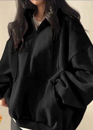 Худи свободного кроя с молнией и капюшоном оверсайз