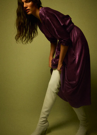 Оригинальное платье из сатина с эластичной талией zara