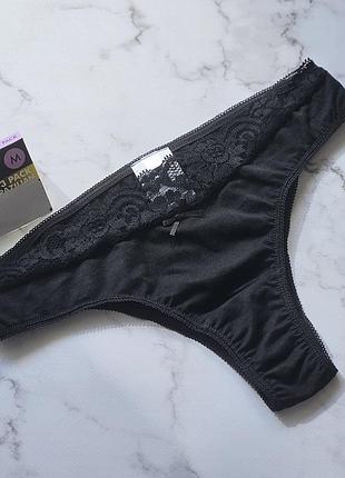 Трусики бразильяны с кружевом s черные