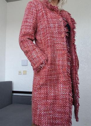 Вовняне твідове пальто з китицями🔥🔥🔥