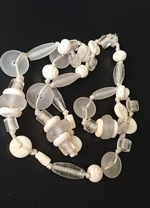 Ожерелье винтаж матовое стекло керамика бренд