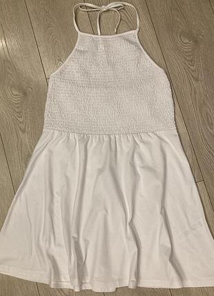 Бавовняна біла сукня з відкритою спиною asos