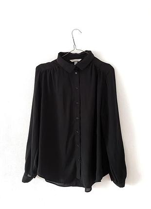 Черная шифоновая рубашка h&amp;m