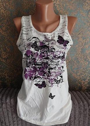 Красивая де майка блуза с бабочками р. 46 /48 блузка