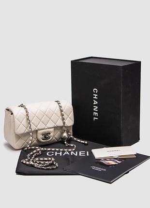 Сумка  преміум l classic 1.55 small single flap in white/silver