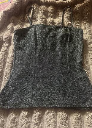 Майка , топ люрекс блискуча срібляста