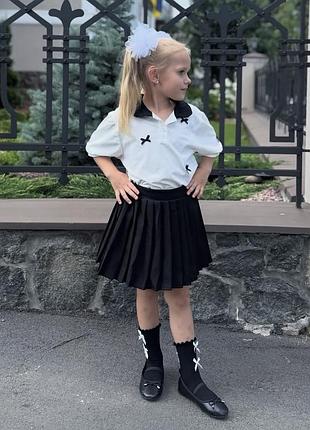 Костюм для школи спідничка і поло з бантиками