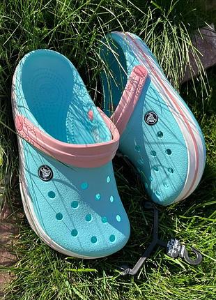 Женские кроксы сабо crocs crocband crocband ice blue/white распродаж