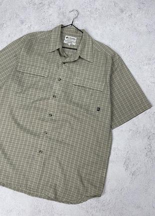 Бежева чоловіча теніска columbia grt в клітинку