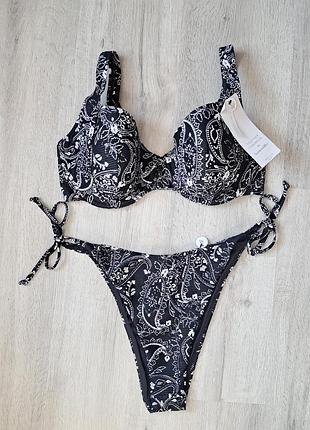 Купальник роздільний від hunkemoller чорно-білий колір 75f (34ddd/f) / 80e (36dd/e) плавки s, m