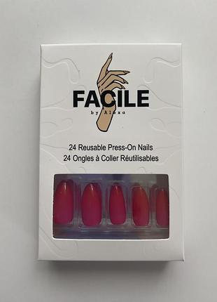 Багаторазові накладні нігті facile by alexa 24 reusable press-on nails