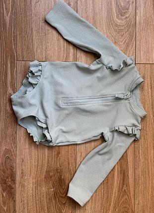 Суцільний купальник дитячий для дівчинки блакитний 74 розмір сонцезахисний