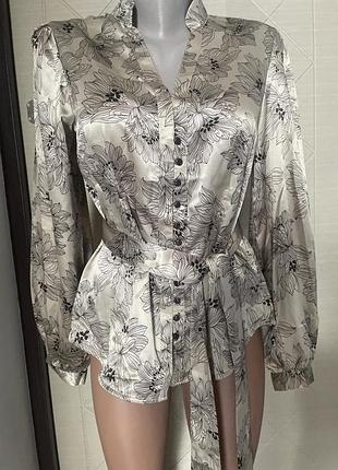 Блузка з пояском атлас