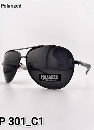 Мужские солнцезащитные очки капли авиаторы черные polarized с поляризацией