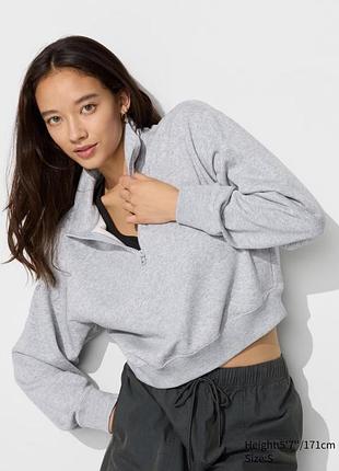 Женская укороченная толстовка uniqlo с полумолнией