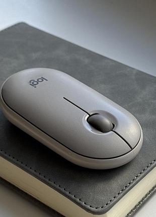 Миша безпровідна bluetooth або usb logitech pebble m350 бежевий
