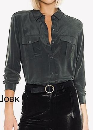 Рубашка шовкова жіноча сорочка хакі фірмова ted baker- s m