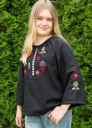 Вышиванка для девочек черная 4