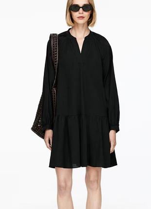 Льонно-бавовняна сукня h&m | чорна | розмір m/l