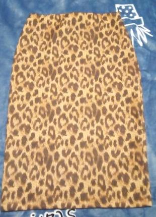 Леопардовая яркая юбка-карандаш. португалия2 фото