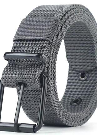 Чоловічий ремінь з перфорованої парусини з пряжкою з голкою 110 см сірий